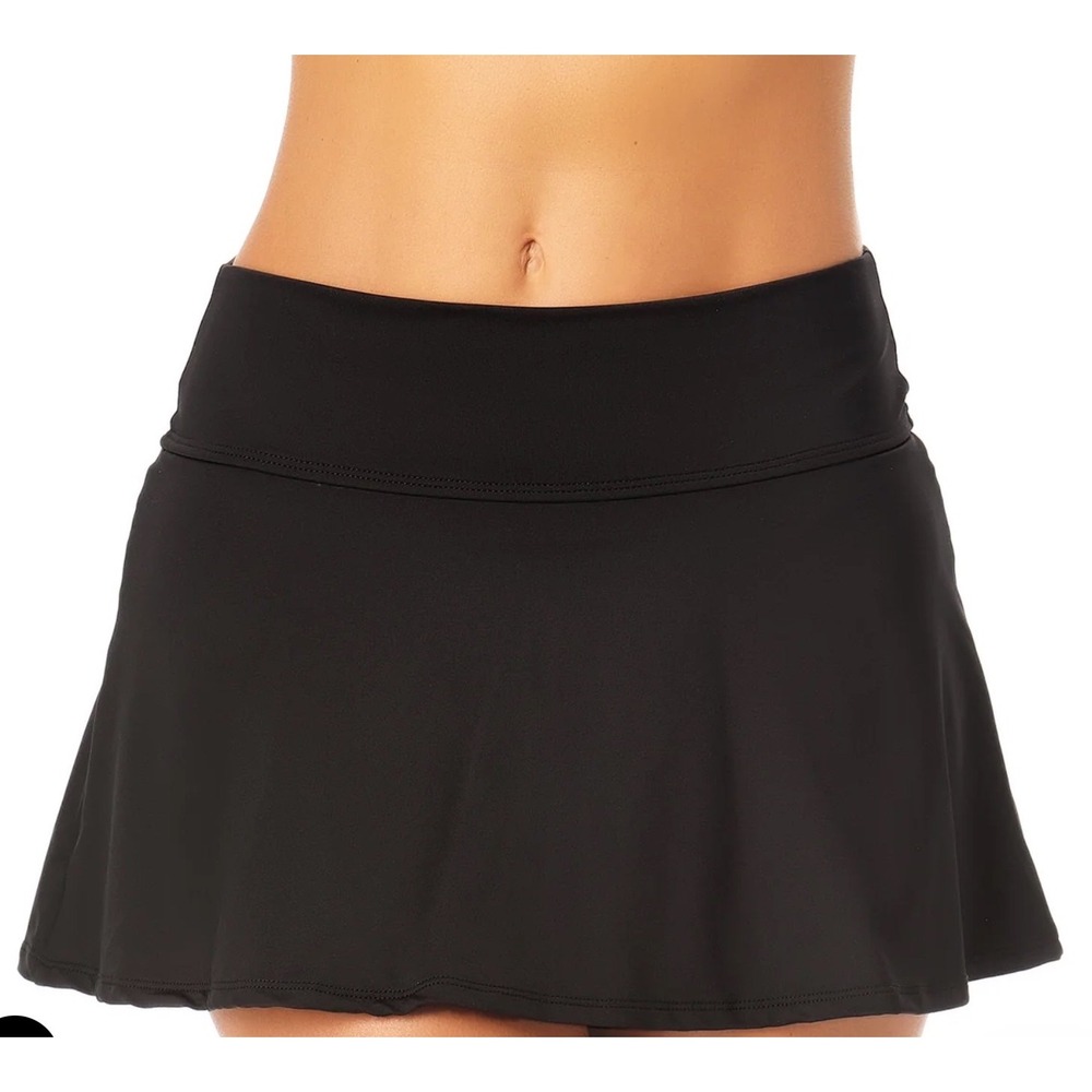 Anne Cole Live In Color Soft Band Swim Skirt Black XL‎ New With Tags